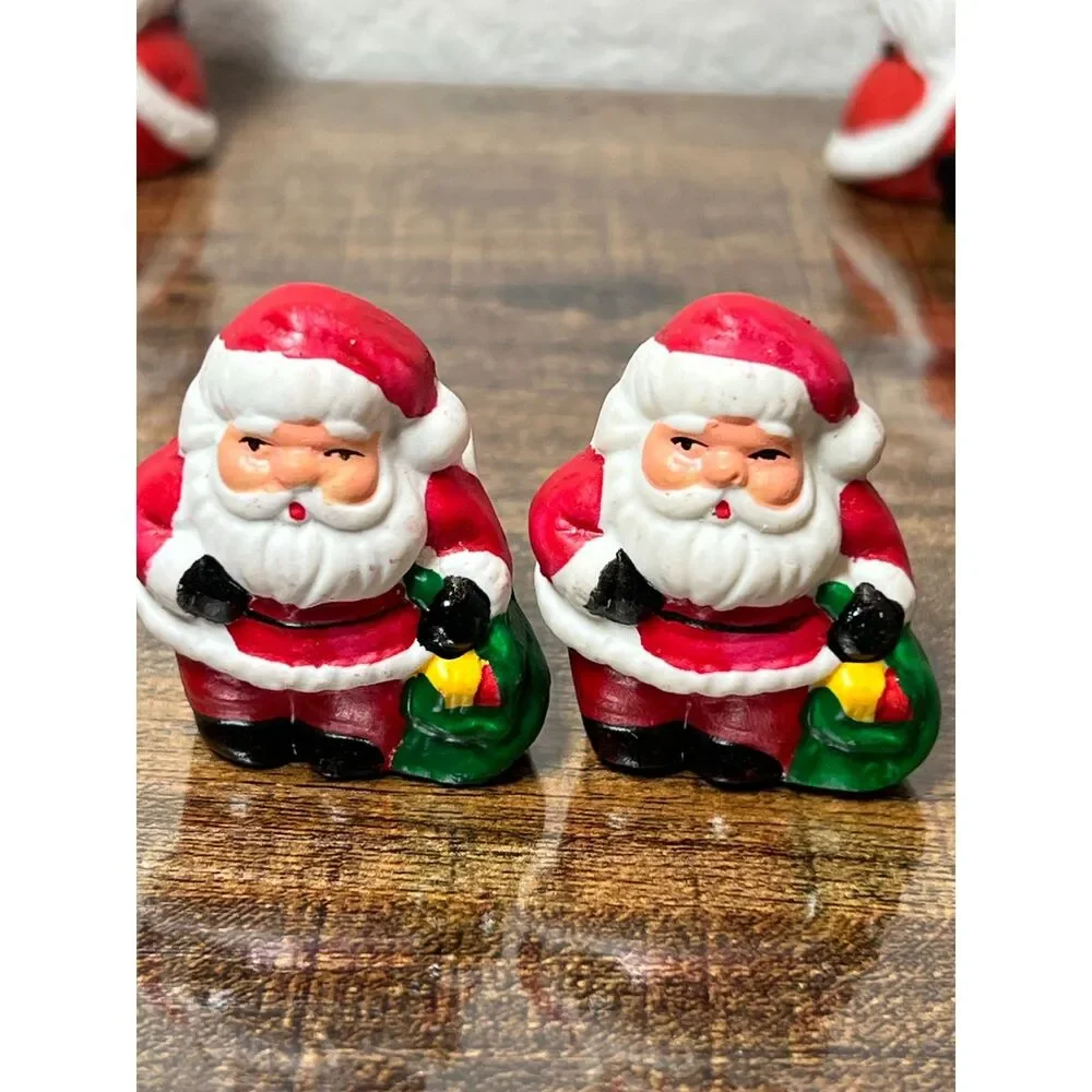 Vintage Santa Tapered Candle Holders Set of 6 Christmas Table Decor Holiday Lot